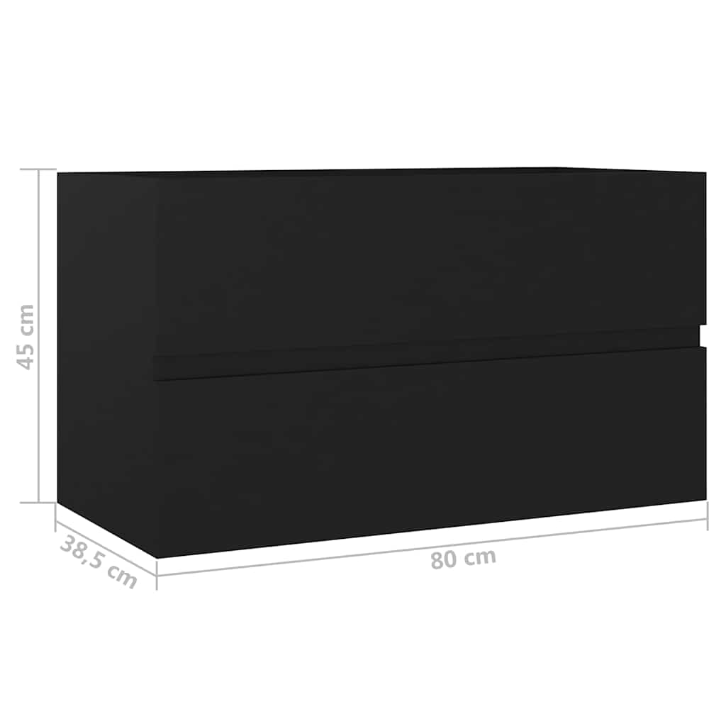 vidaXL Szafka pod umywalkę, czarna, 80x38,5x45 cm