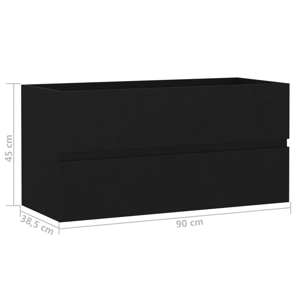 vidaXL Szafka pod umywalkę, czarna, 90x38,5x45 cm