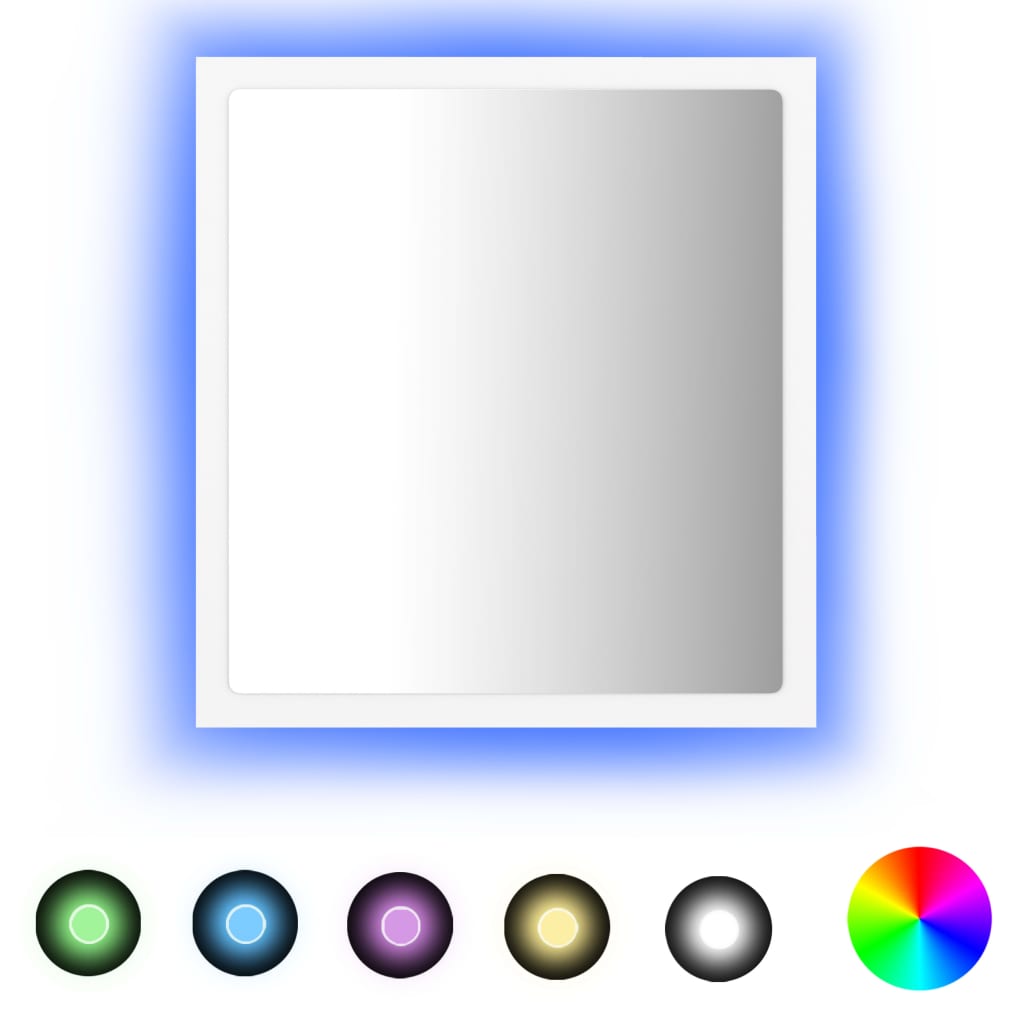 vidaXL Lustro łazienkowe LED, białe, 40x8,5x37 cm, akryl