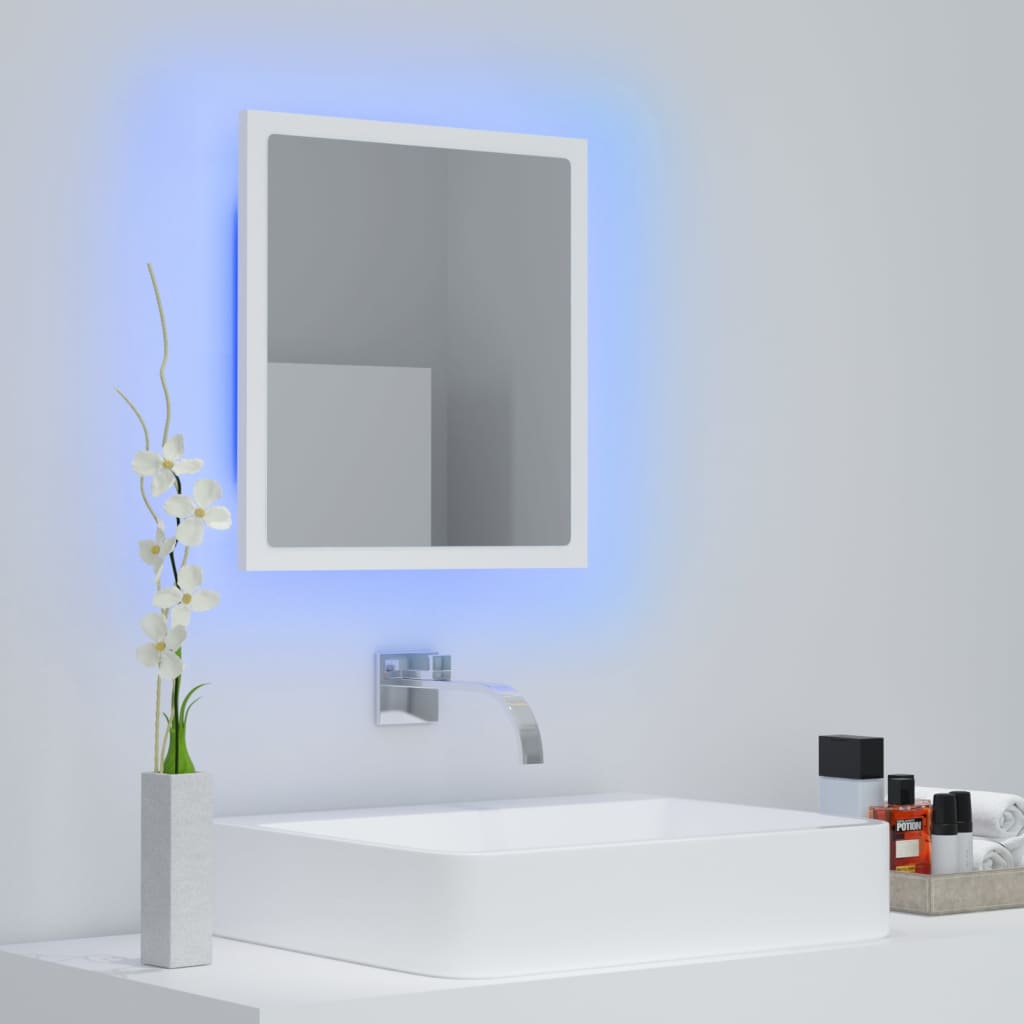 vidaXL Lustro łazienkowe LED, białe, 40x8,5x37 cm, akryl