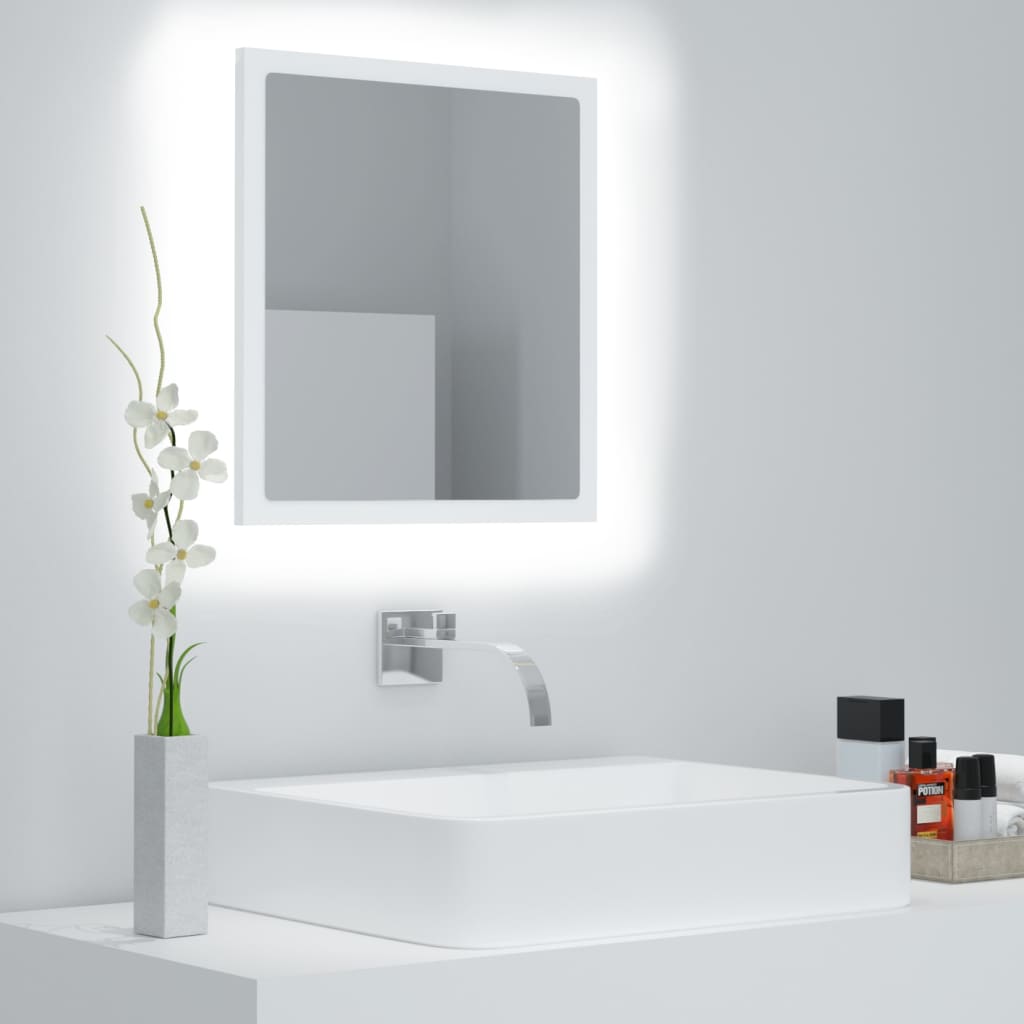 vidaXL Lustro łazienkowe LED, białe, 40x8,5x37 cm, akryl