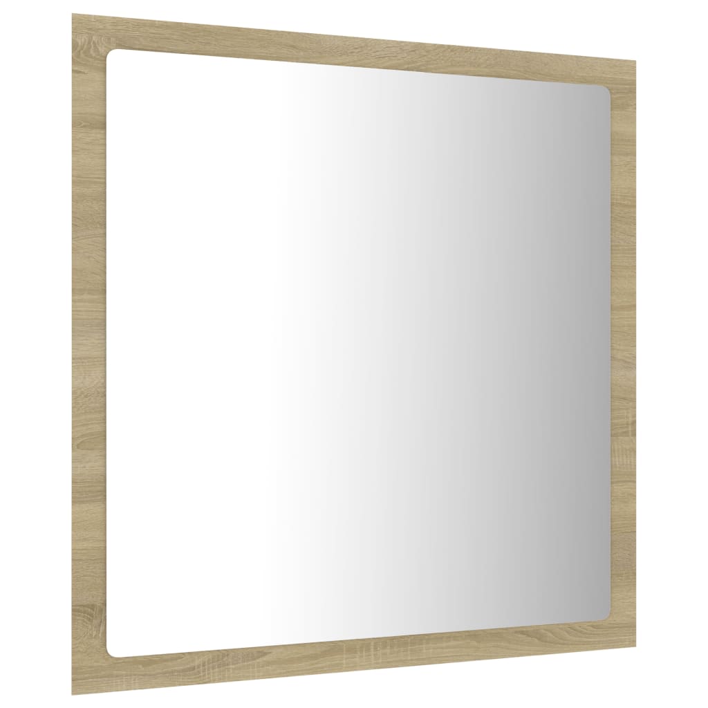 vidaXL Lustro łazienkowe LED, kolor dąb sonoma, 40x8,5x37 cm, akryl