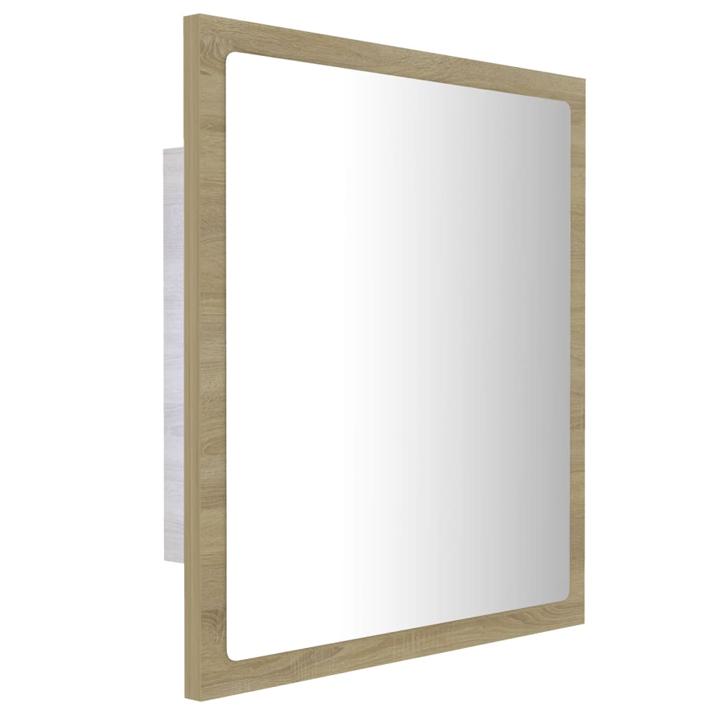 vidaXL Lustro łazienkowe LED, kolor dąb sonoma, 40x8,5x37 cm, akryl