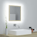 vidaXL Lustro łazienkowe LED, kolor dąb sonoma, 40x8,5x37 cm, akryl