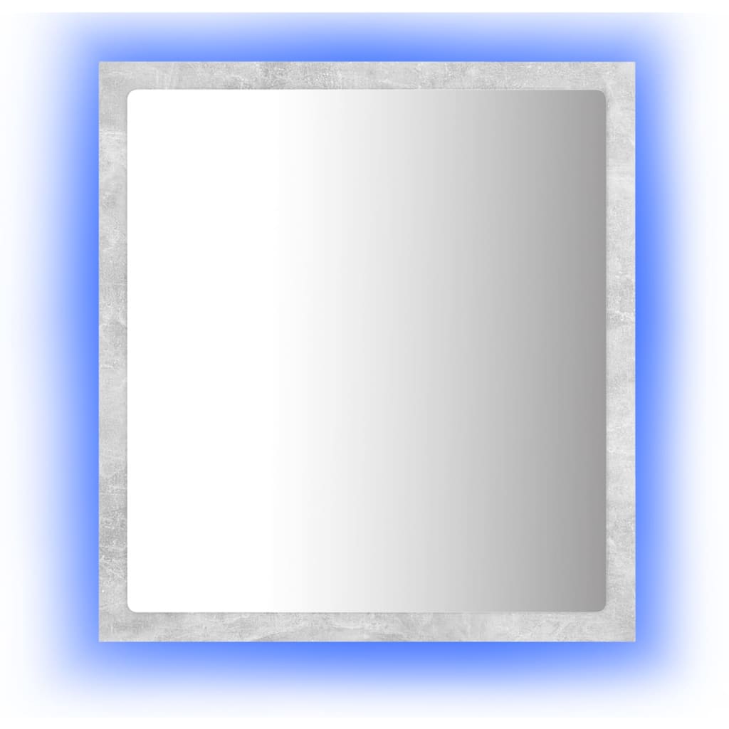 vidaXL Lustro łazienkowe LED, szarość betonu, 40x8,5x37 cm, akryl