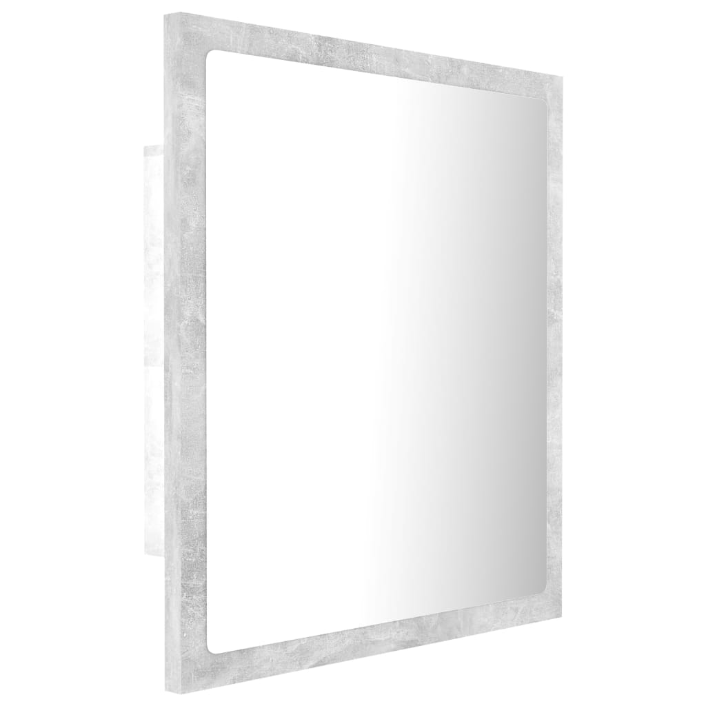 vidaXL Lustro łazienkowe LED, szarość betonu, 40x8,5x37 cm, akryl