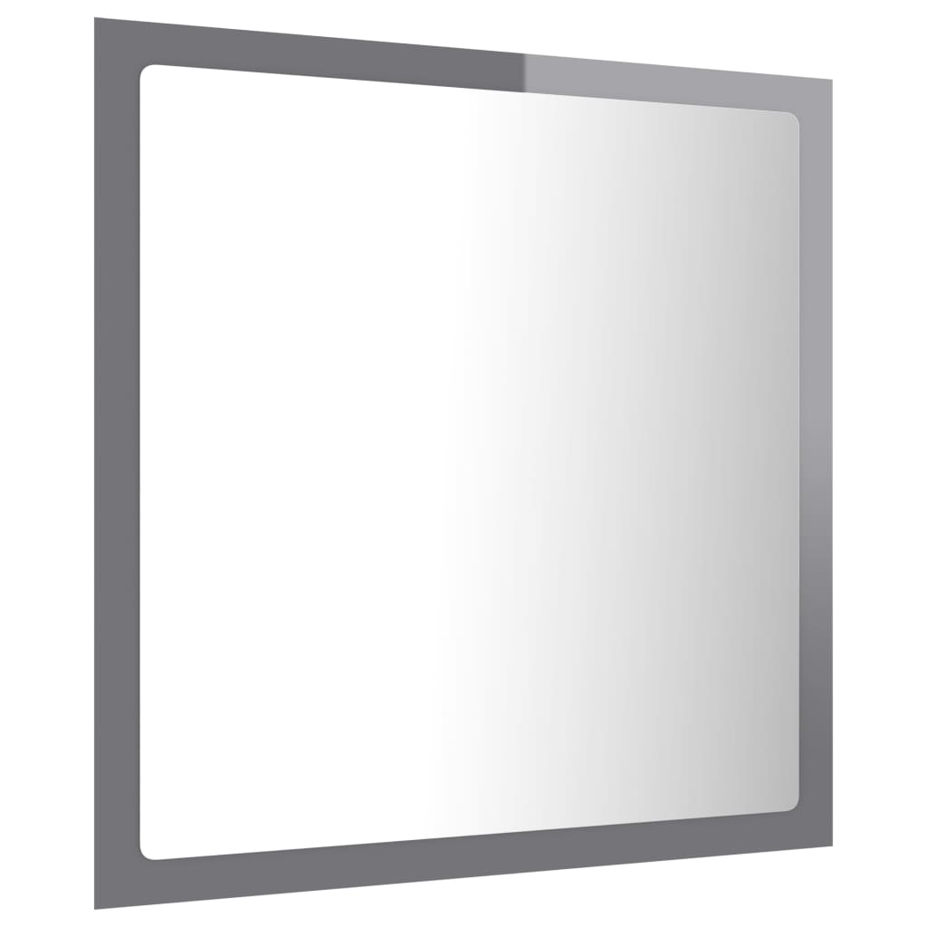 vidaXL Lustro łazienkowe LED, wysoki połysk, szare, 40x8,5x37cm, akryl