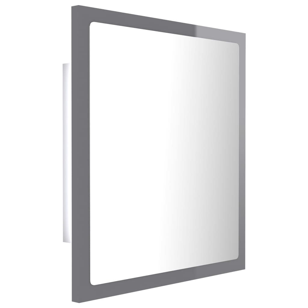 vidaXL Lustro łazienkowe LED, wysoki połysk, szare, 40x8,5x37cm, akryl