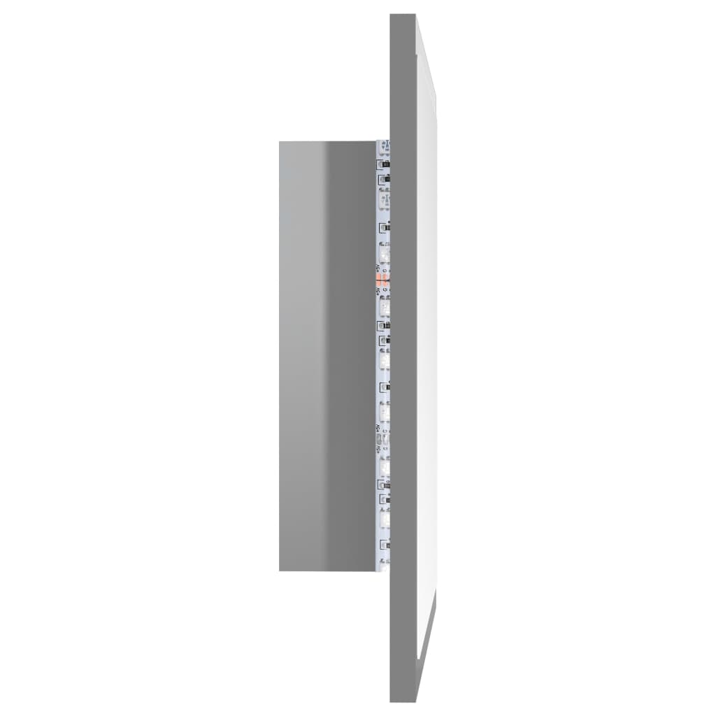 vidaXL Lustro łazienkowe LED, wysoki połysk, szare, 40x8,5x37cm, akryl