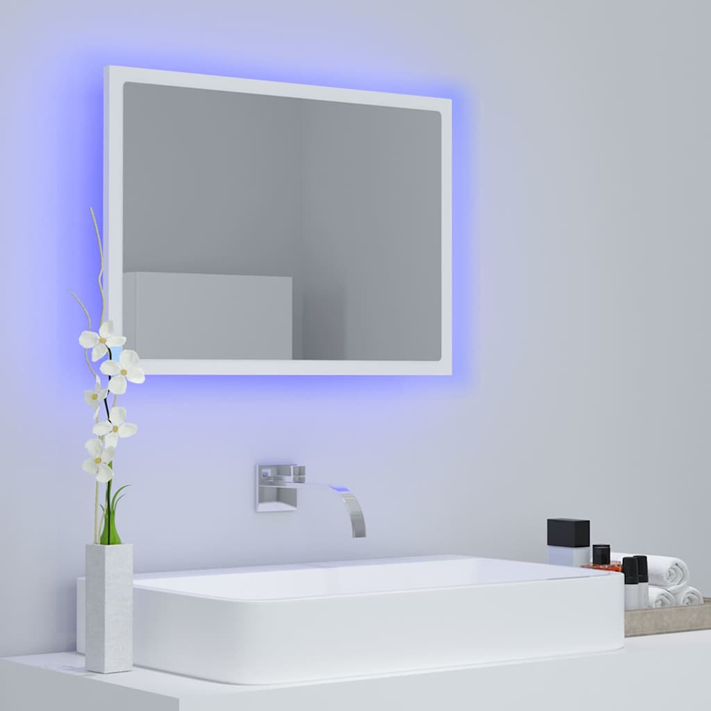 vidaXL Lustro łazienkowe z LED, białe, 60x8,5x37 cm, akryl
