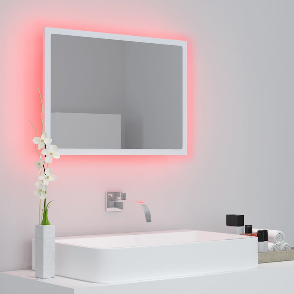vidaXL Lustro łazienkowe z LED, białe, 60x8,5x37 cm, akryl