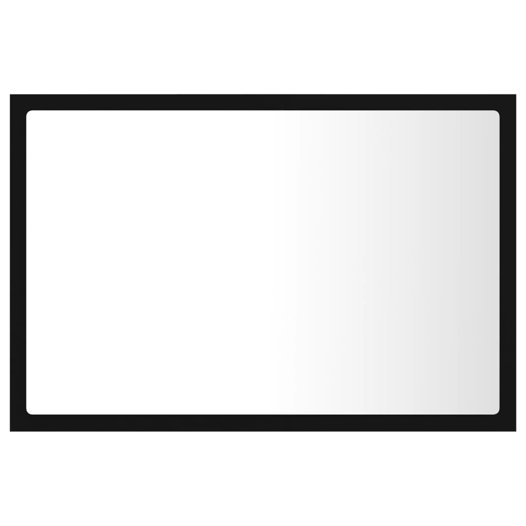 vidaXL Lustro łazienkowe z LED, czarne, 60x8,5x37 cm, akryl