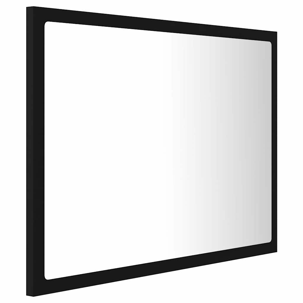 vidaXL Lustro łazienkowe z LED, czarne, 60x8,5x37 cm, akryl