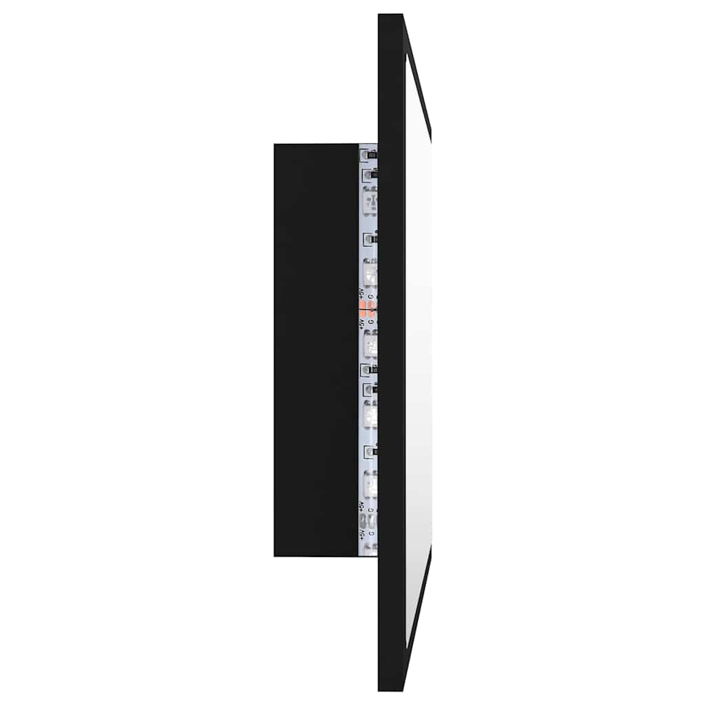 vidaXL Lustro łazienkowe z LED, czarne, 60x8,5x37 cm, akryl