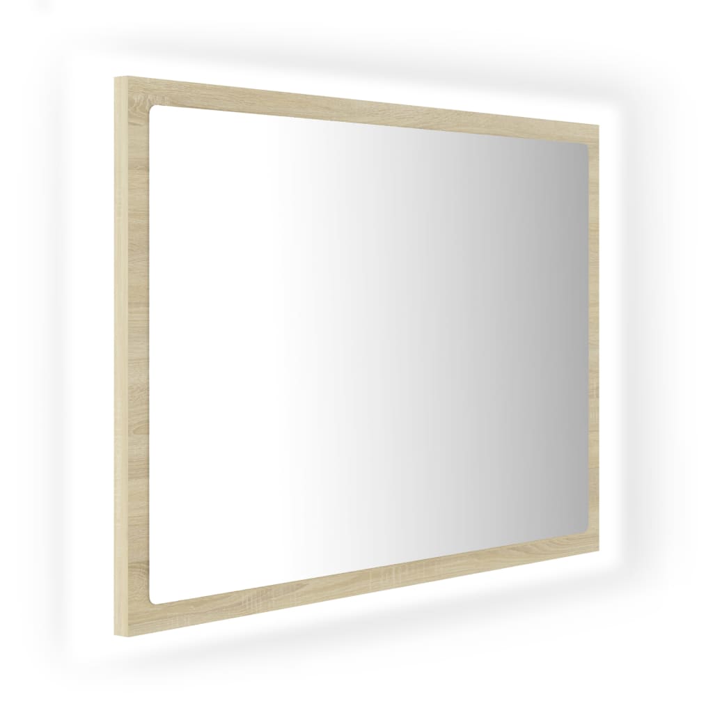 vidaXL Lustro łazienkowe LED, kolor dąb sonoma, 60x8,5x37 cm, akryl