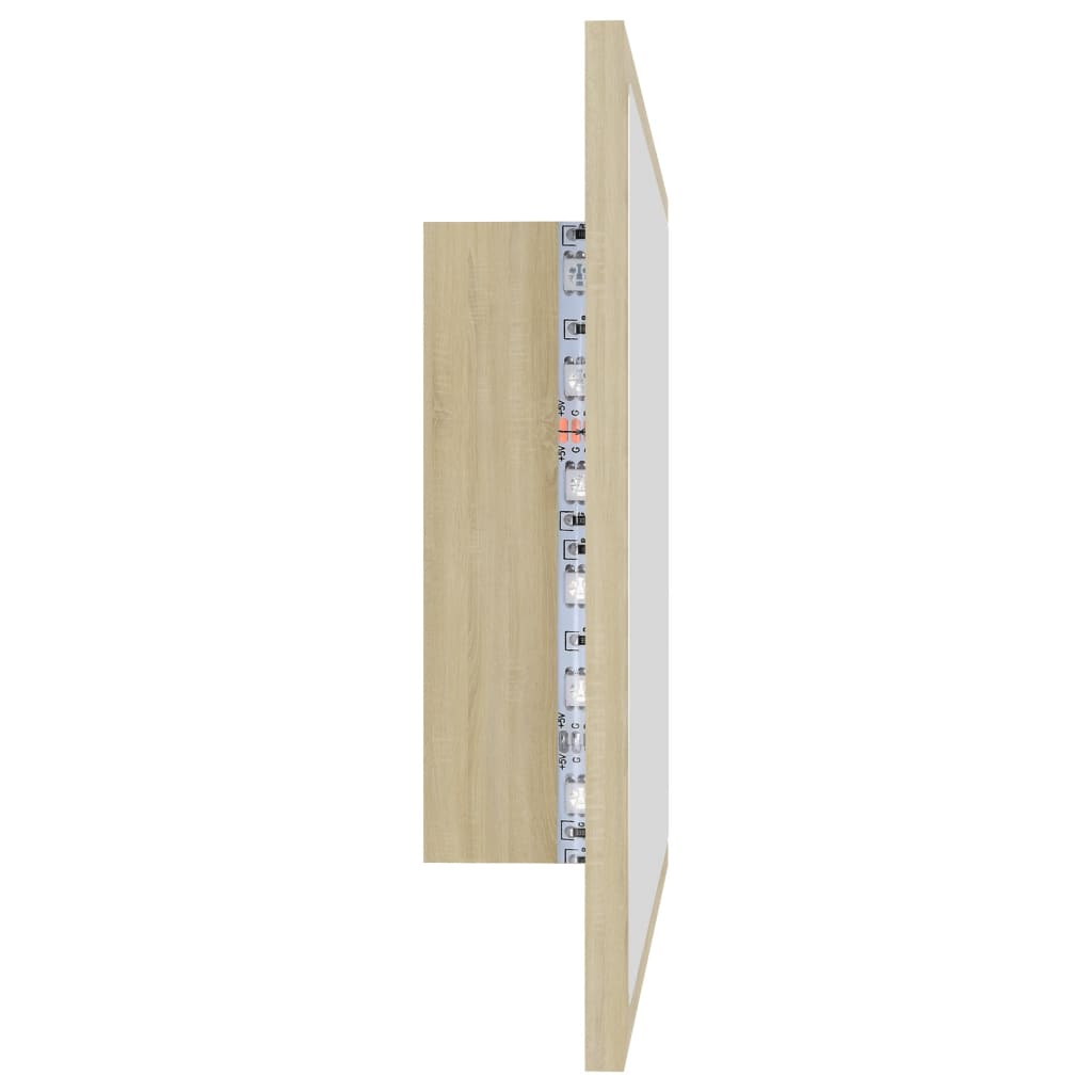 vidaXL Lustro łazienkowe LED, kolor dąb sonoma, 60x8,5x37 cm, akryl