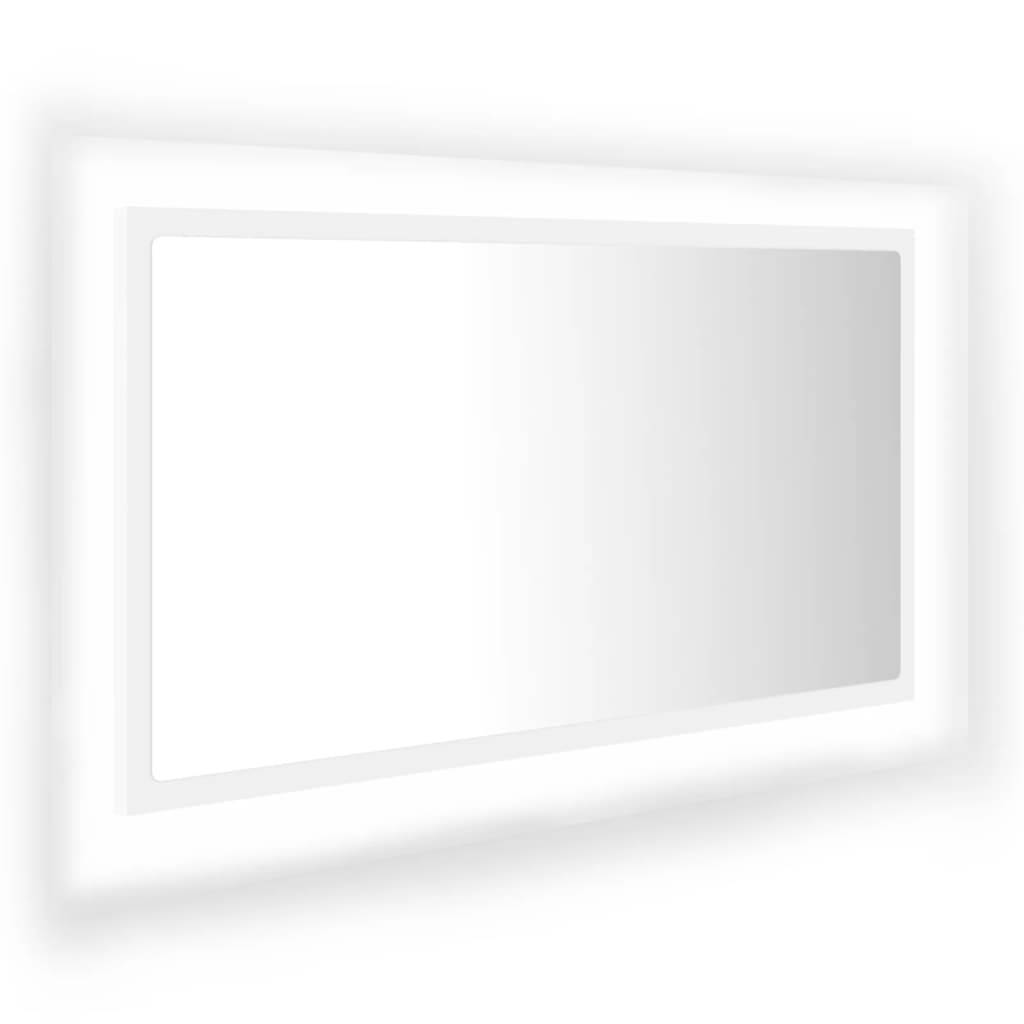 vidaXL Lustro łazienkowe z LED, białe, 80x8,5x37 cm, akryl