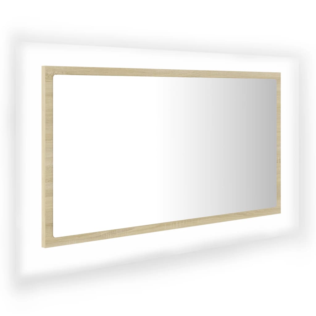 vidaXL Lustro łazienkowe LED, kolor dąb sonoma, 80x8,5x37 cm, akryl