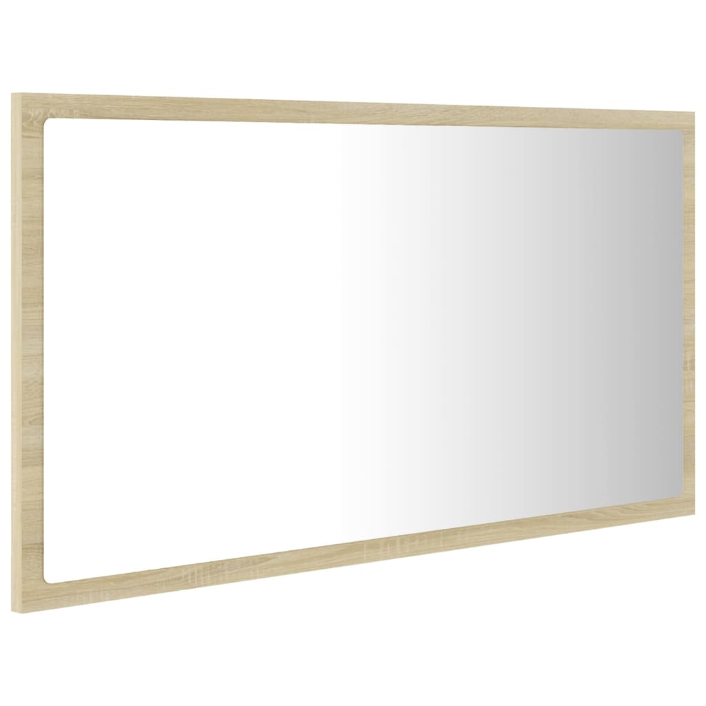 vidaXL Lustro łazienkowe LED, kolor dąb sonoma, 80x8,5x37 cm, akryl