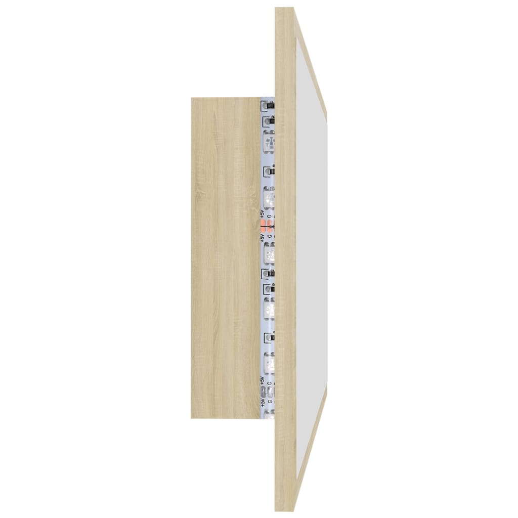 vidaXL Lustro łazienkowe LED, kolor dąb sonoma, 80x8,5x37 cm, akryl