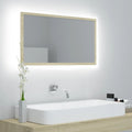 vidaXL Lustro łazienkowe LED, kolor dąb sonoma, 80x8,5x37 cm, akryl