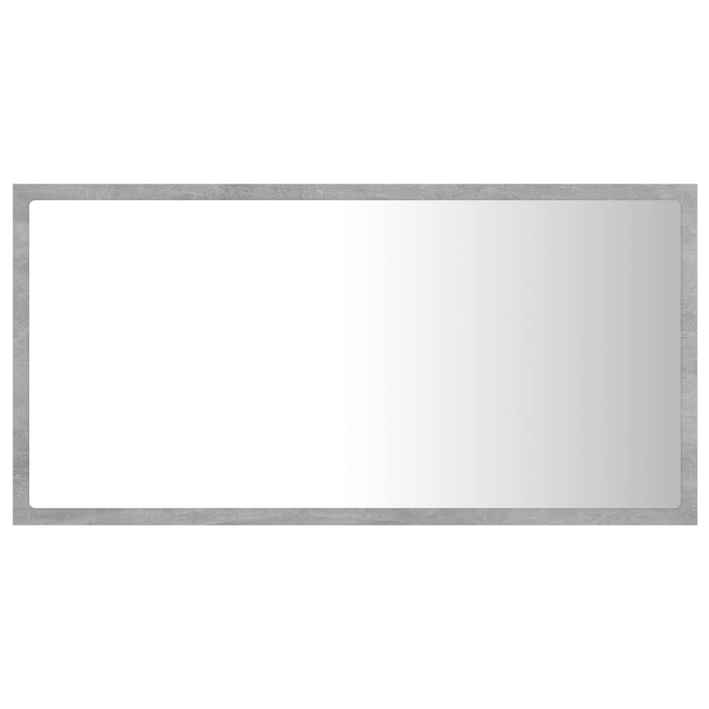 vidaXL Lustro łazienkowe LED, szarość betonu, 80x8,5x37 cm, akryl