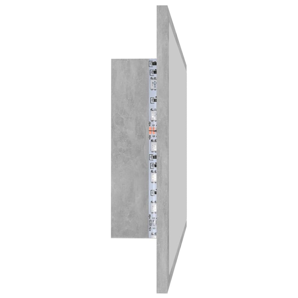 vidaXL Lustro łazienkowe LED, szarość betonu, 80x8,5x37 cm, akryl