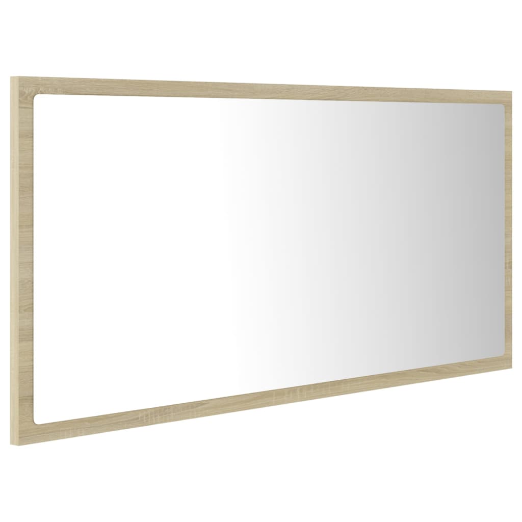 vidaXL Lustro łazienkowe LED, kolor dąb sonoma, 90x8,5x37 cm, akryl