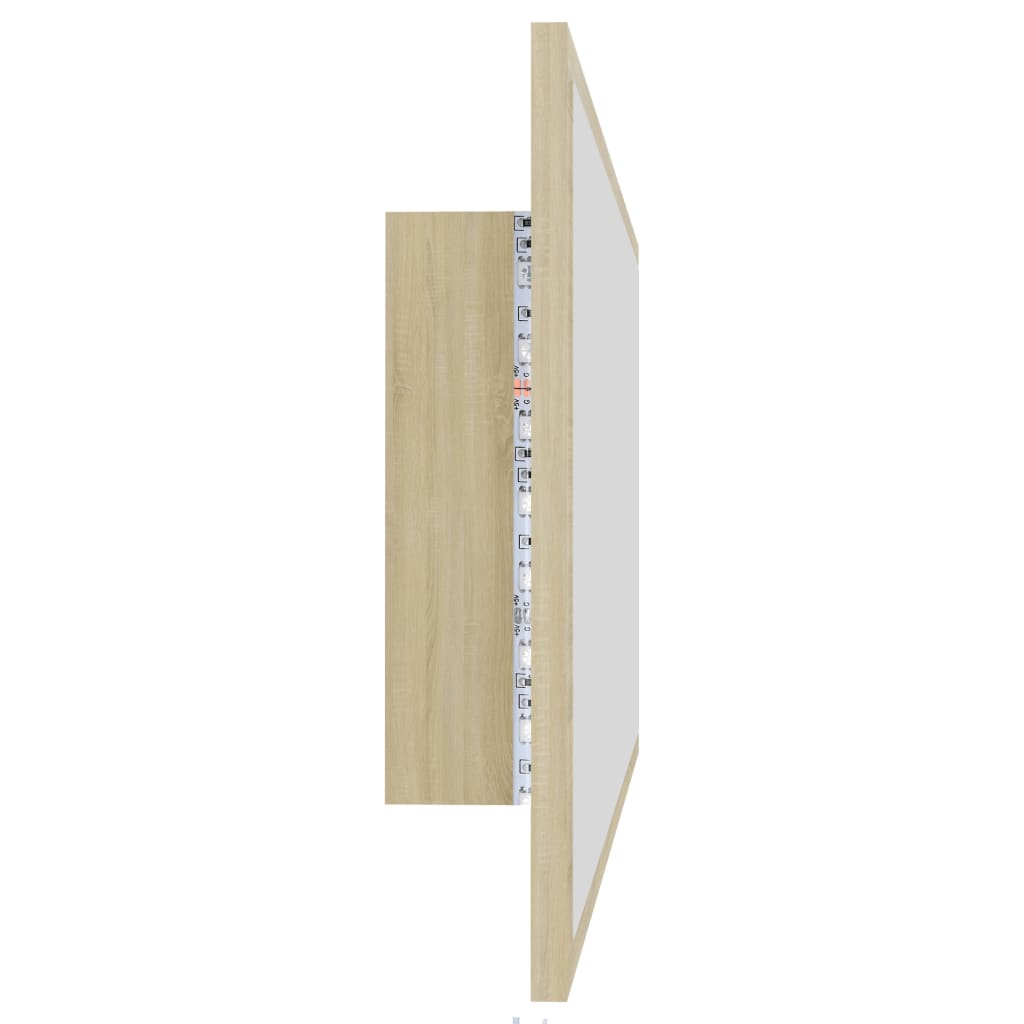 vidaXL Lustro łazienkowe LED, kolor dąb sonoma, 90x8,5x37 cm, akryl