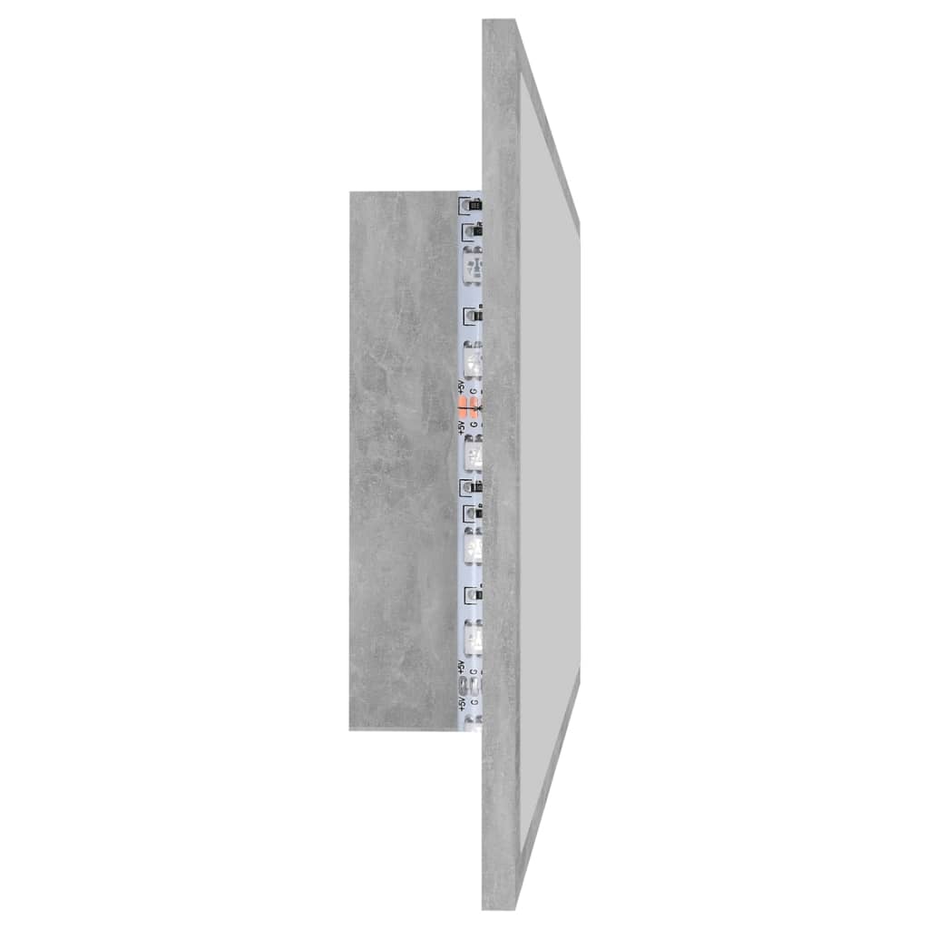 vidaXL Lustro łazienkowe LED, szarość betonu, 90x8,5x37 cm, akryl