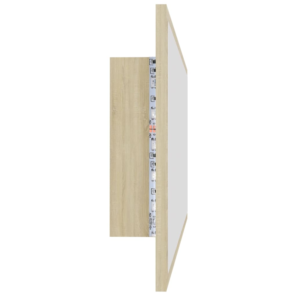 vidaXL Lustro łazienkowe LED, kolor dąb sonoma, 100x8,5x37 cm, akryl
