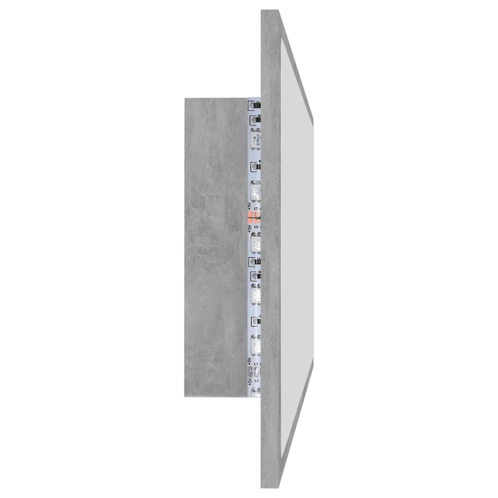 vidaXL Lustro łazienkowe LED, szarość betonu, 100x8,5x37 cm, akryl