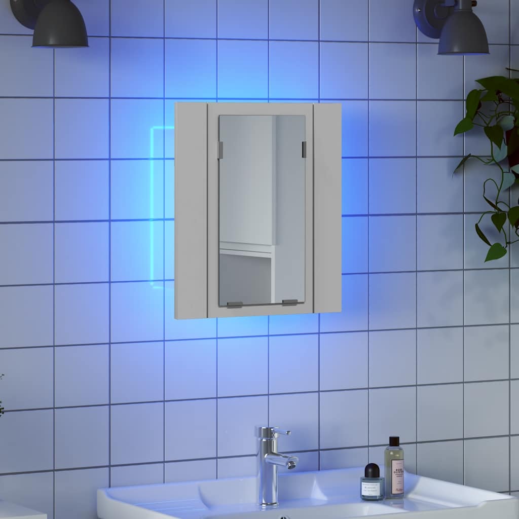 vidaXL Szafka łazienkowa z lustrem i LED, biała, 40x12x45 cm, akryl