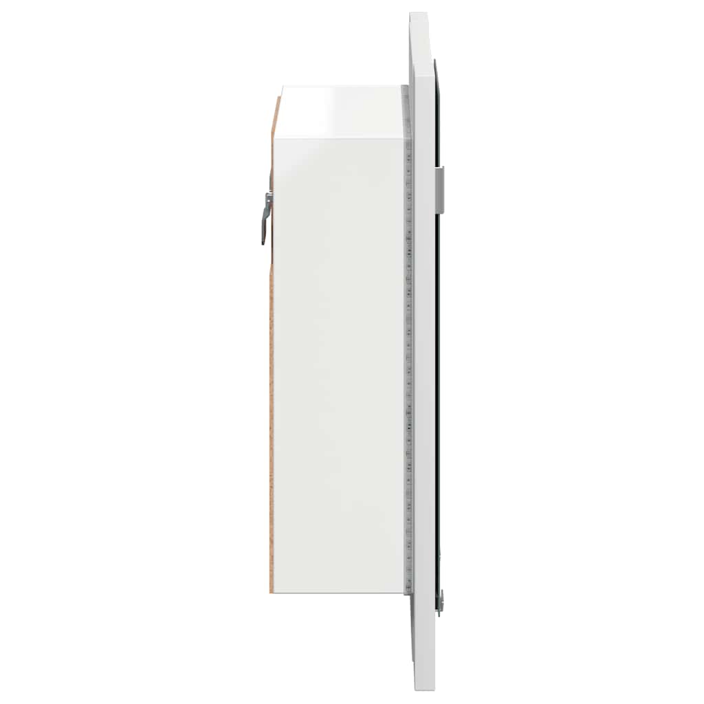 vidaXL Szafka łazienkowa z lustrem i LED, biała, 40x12x45 cm, akryl