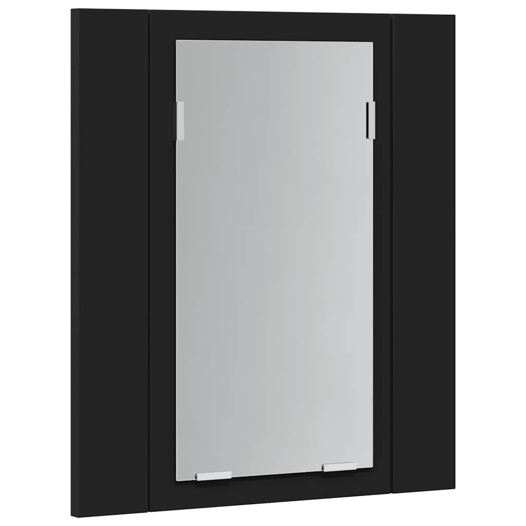 vidaXL Szafka łazienkowa z lustrem i LED, czarna, 40x12x45 cm, akryl