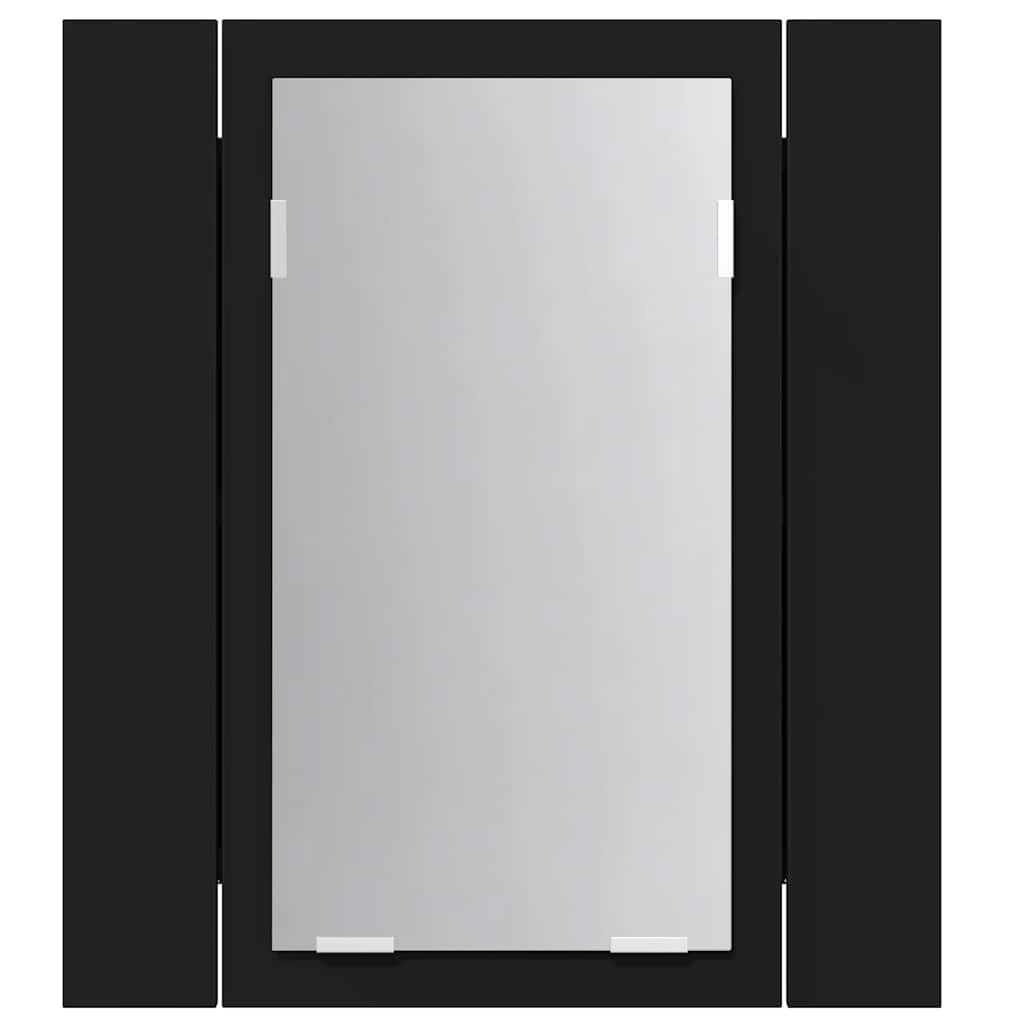 vidaXL Szafka łazienkowa z lustrem i LED, czarna, 40x12x45 cm, akryl