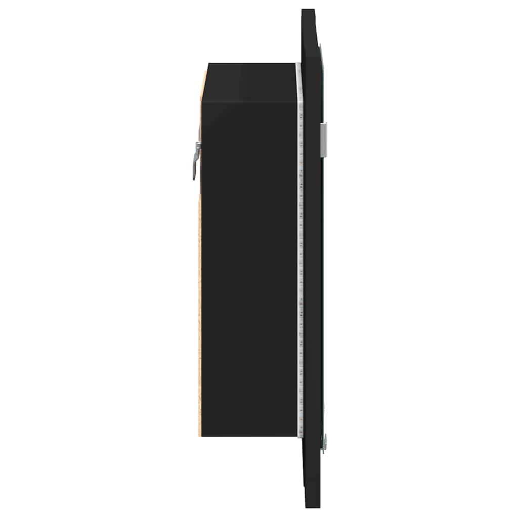 vidaXL Szafka łazienkowa z lustrem i LED, czarna, 40x12x45 cm, akryl