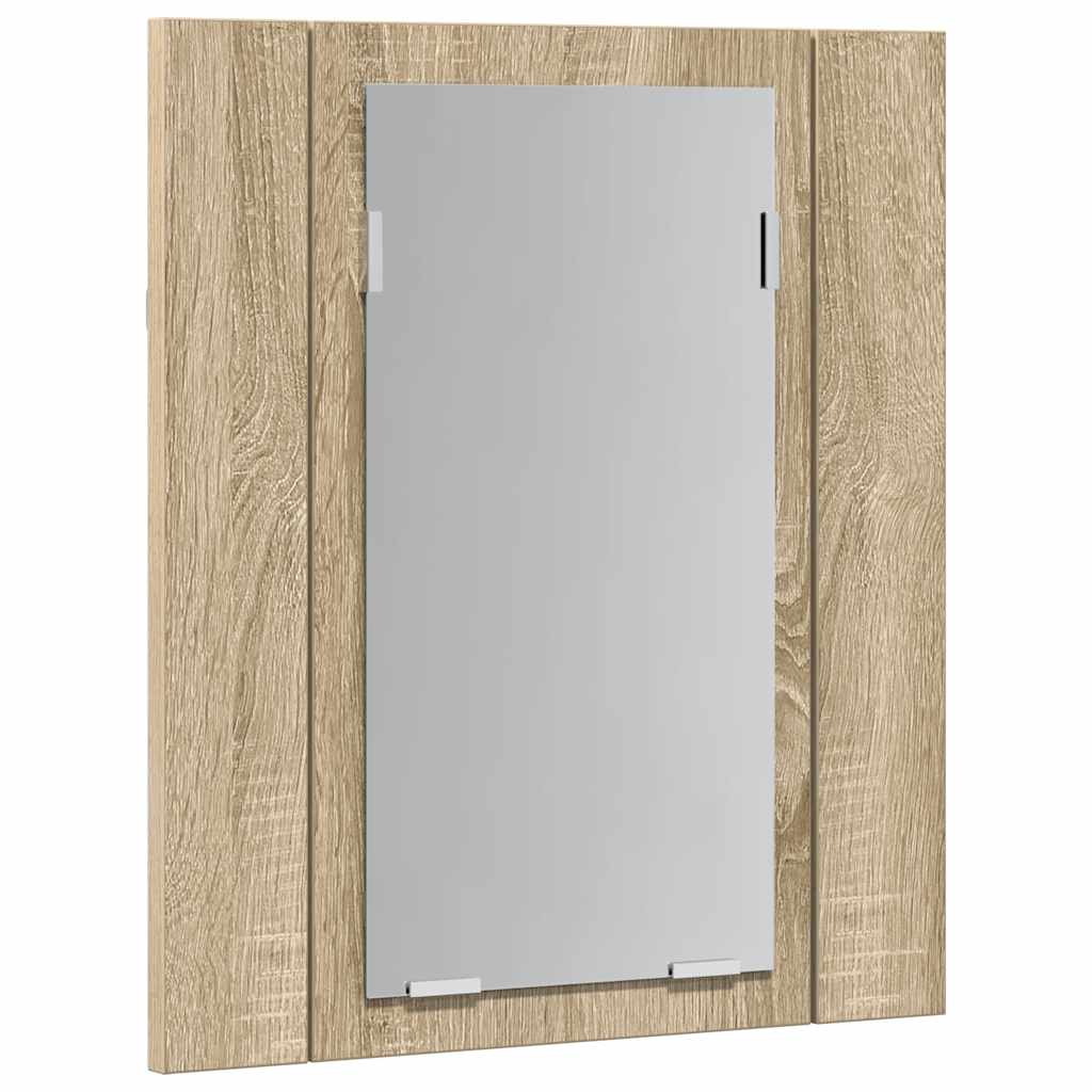 vidaXL Szafka łazienkowa z lustrem i LED, dąb sonoma, 40x12x45, akryl