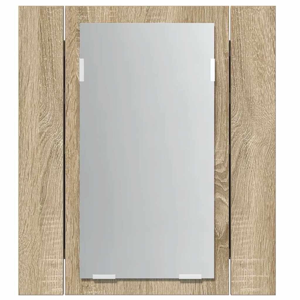 vidaXL Szafka łazienkowa z lustrem i LED, dąb sonoma, 40x12x45, akryl