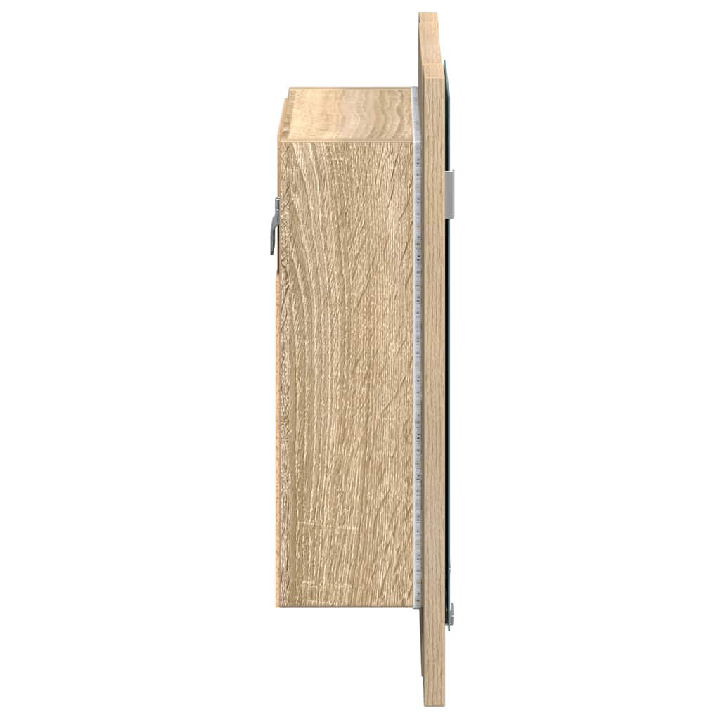 vidaXL Szafka łazienkowa z lustrem i LED, dąb sonoma, 40x12x45, akryl