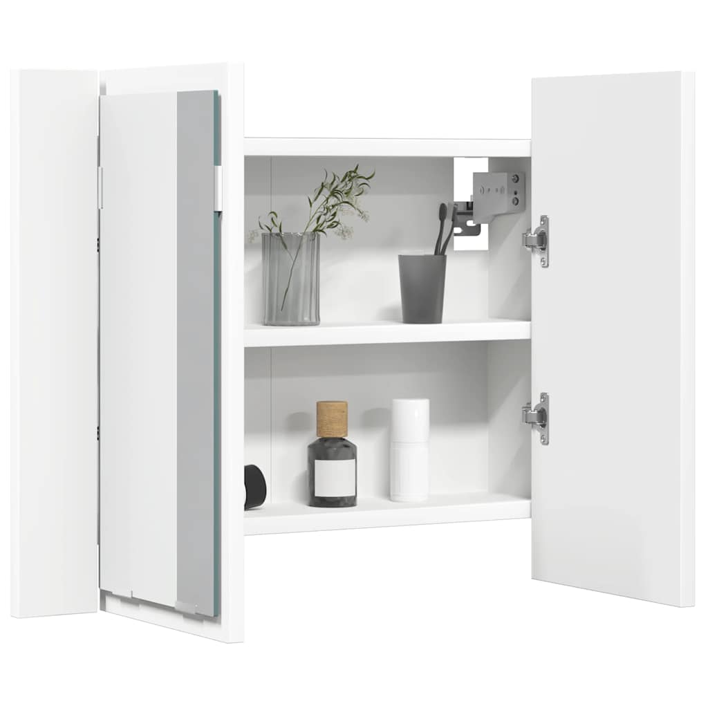vidaXL Szafka łazienkowa z lustrem i LED, biała, 60x12x45 cm, akryl