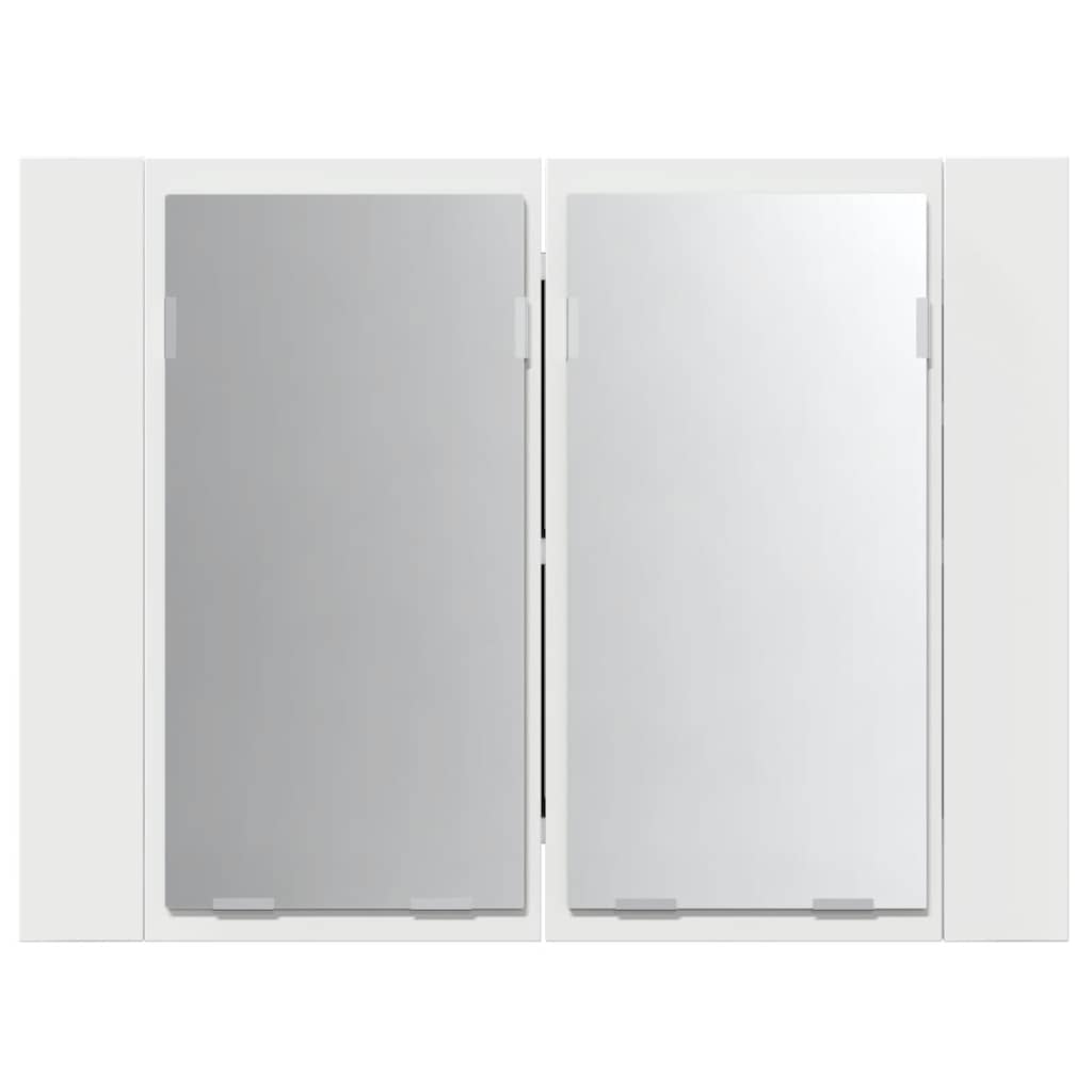 vidaXL Szafka łazienkowa z lustrem i LED, biała, 60x12x45 cm, akryl