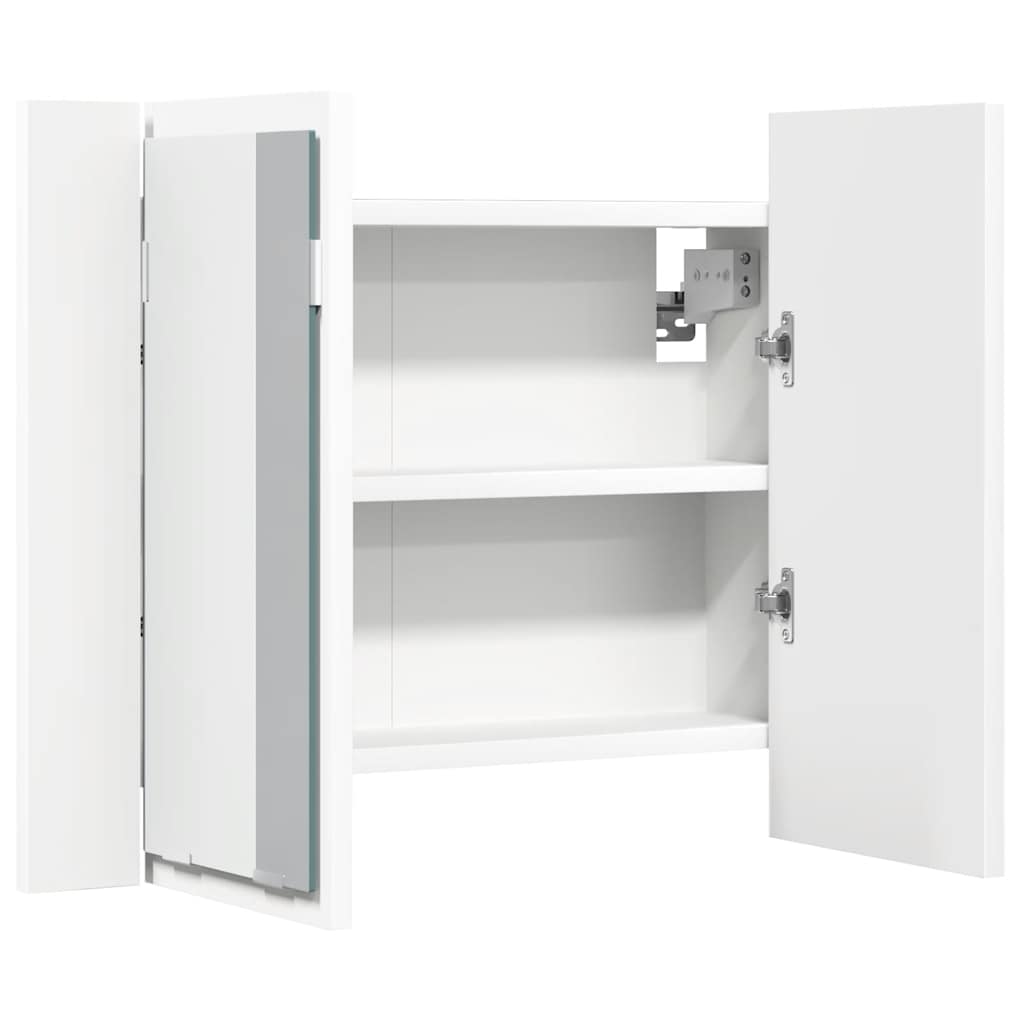 vidaXL Szafka łazienkowa z lustrem i LED, biała, 60x12x45 cm, akryl
