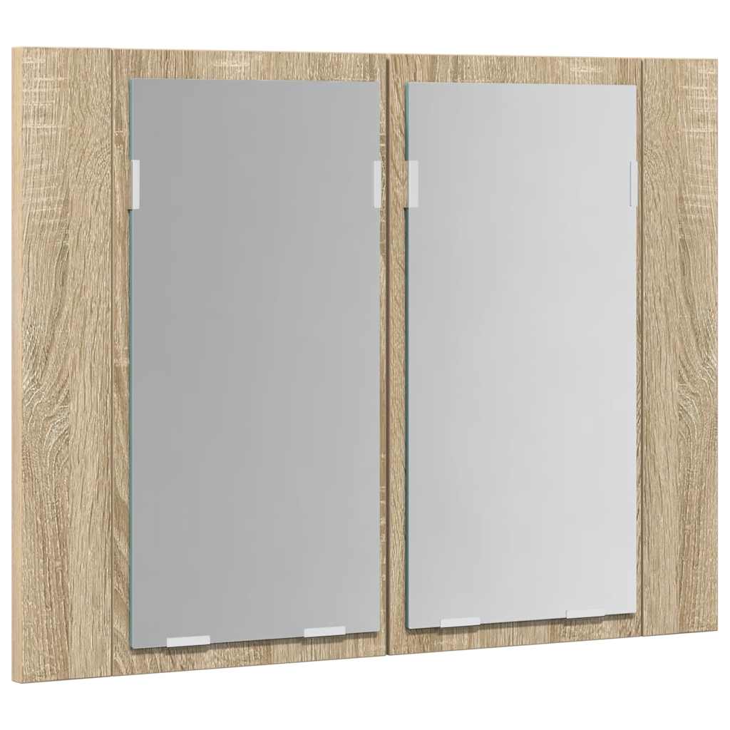 vidaXL Szafka łazienkowa z lustrem i LED, dąb sonoma, 60x12x45, akryl