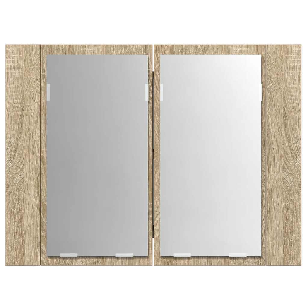 vidaXL Szafka łazienkowa z lustrem i LED, dąb sonoma, 60x12x45, akryl