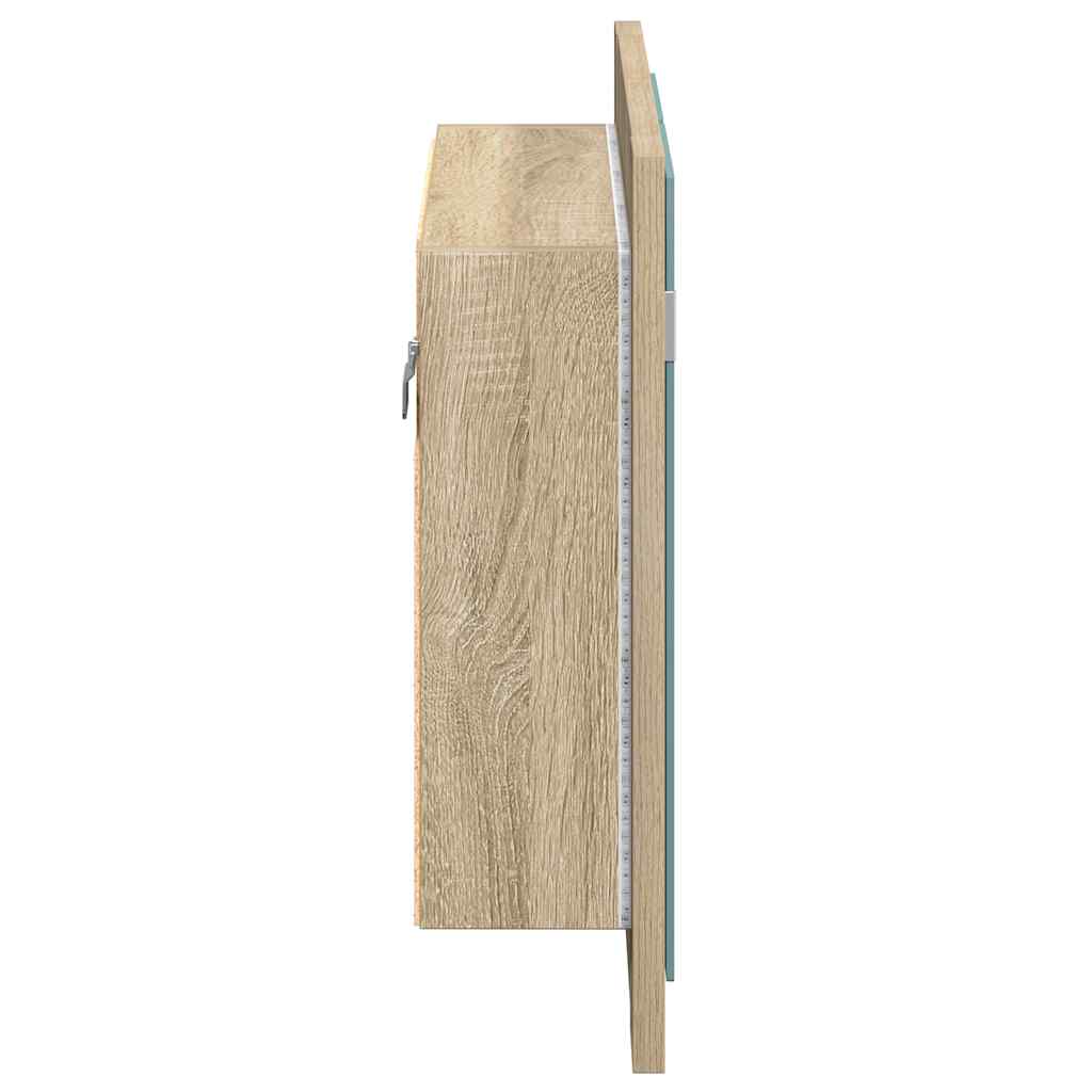 vidaXL Szafka łazienkowa z lustrem i LED, dąb sonoma, 60x12x45, akryl
