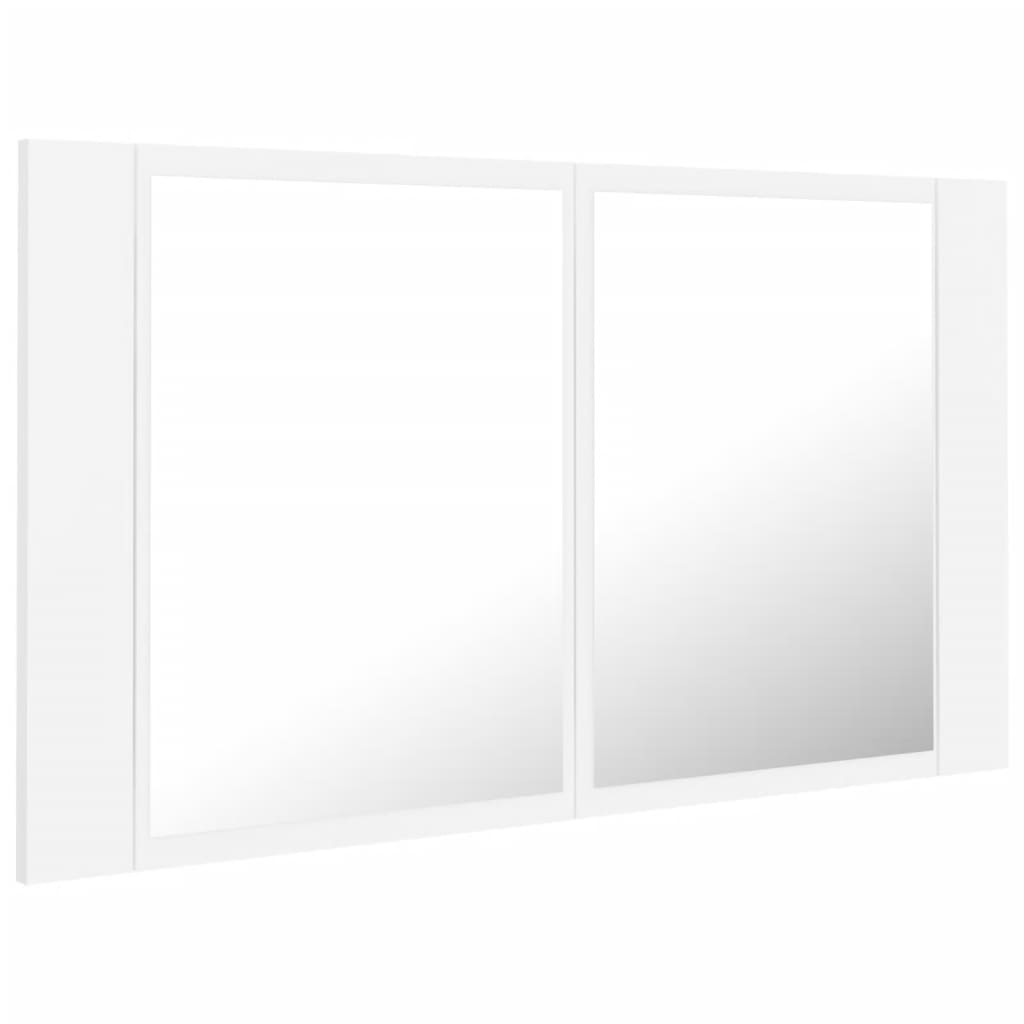vidaXL Szafka łazienkowa z lustrem i LED, biała, 80x12x45 cm, akryl