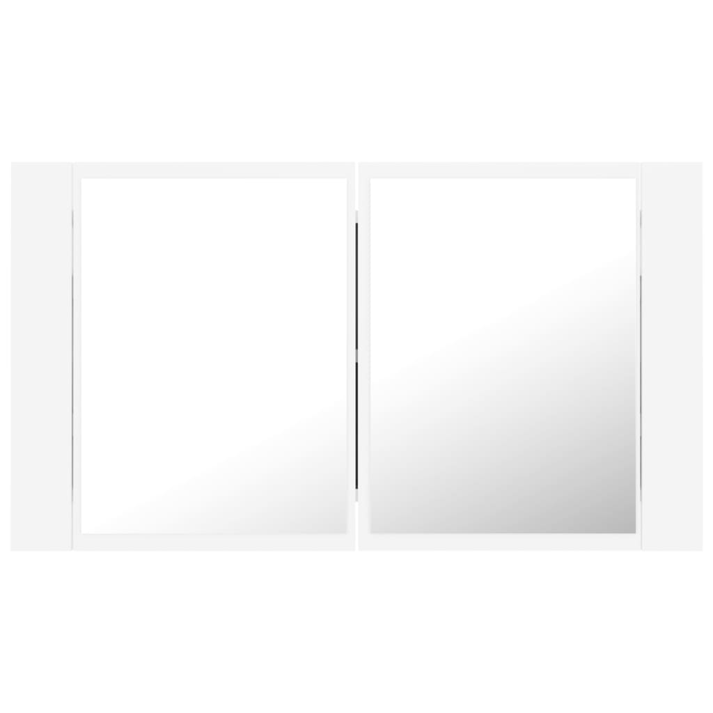 vidaXL Szafka łazienkowa z lustrem i LED, biała, 80x12x45 cm, akryl