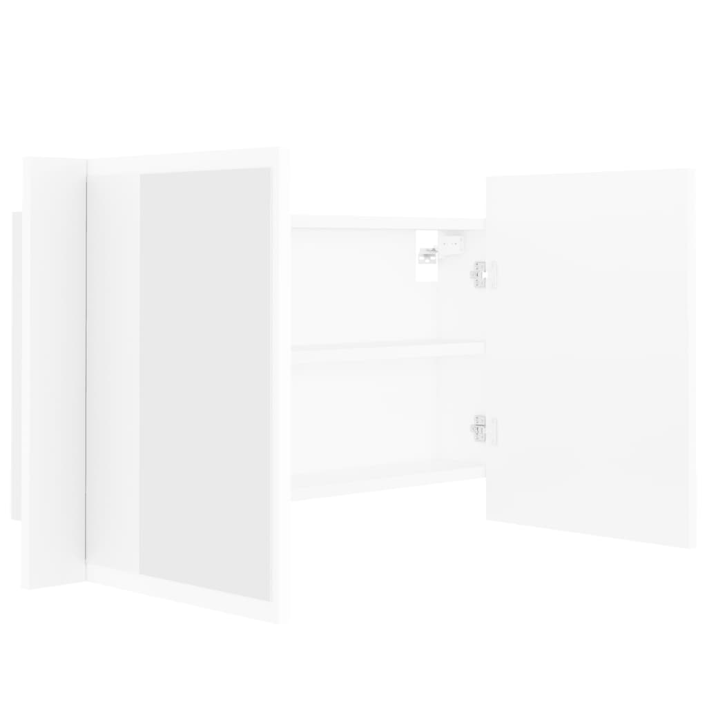 vidaXL Szafka łazienkowa z lustrem i LED, biała, 80x12x45 cm, akryl
