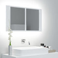 vidaXL Szafka łazienkowa z lustrem i LED, biała, 80x12x45 cm, akryl